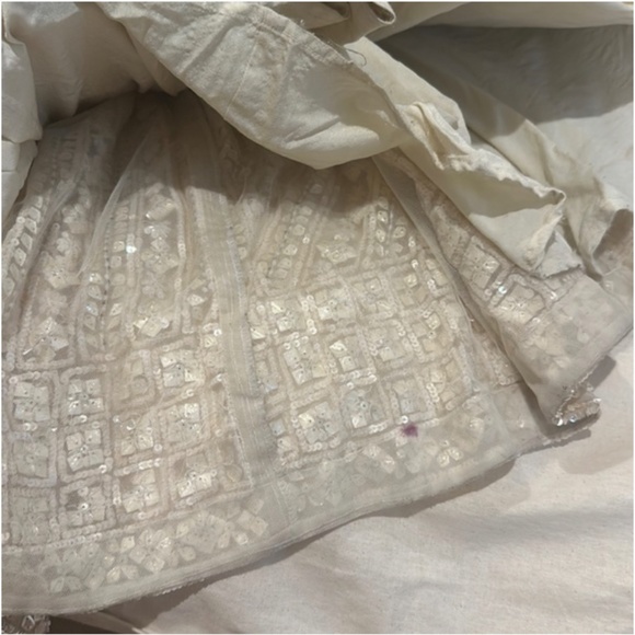 SOLD Seema Gujral Ivory Sequin Lehenga Set Indian - Picture 10 of 11